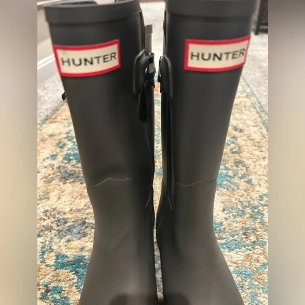 ✨Limited Edition Hunter Original Refined Short Rain Boots charcoal gray worn 5x